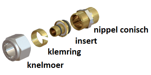 Rechte Alpex klemkoppeling  1/2"M x 20/2 mm (Met O-ring)