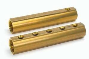 Messing Collector 4/4&quot; - 5 x 1/2 F  + 3/8 F ontluchtingsgat