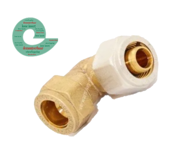 Comisa Overgang bocht  15 mm Koper x 16/2 mm Klemkoppeling