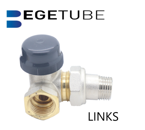 Begetube Dubbel Haaks Omgekeerde radiator Kraan 1/2&quot;M (Links) - 136040026