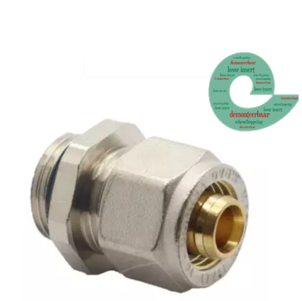 schroefkoppeling Alupex 16/2 x 1/2&quot; buitendraad met O-ring