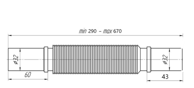 Flexibele afvoerslang 32 mm voor Sifon Voor Veiligheidsgroep