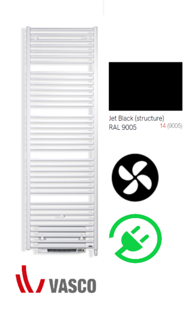 Vasco Electric IRIS-A HD-EL-BL H1308 B500 (750 +1000 Watt) MET BLOWER  RAL 9005  JET BLACK
