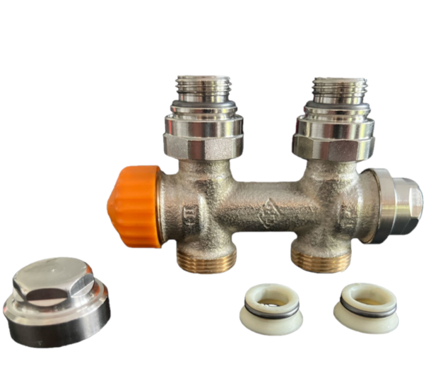 Heimeier Eclipse  zelfregelend Ventielset Recht  met VLOERaansluiting 