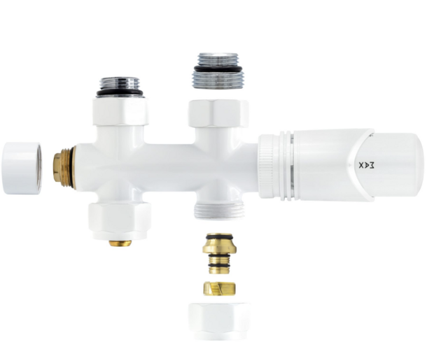 Wit Ventielset 1/2&quot; M  - 16/2 VLOERaansluiting voor verticale radiatoren