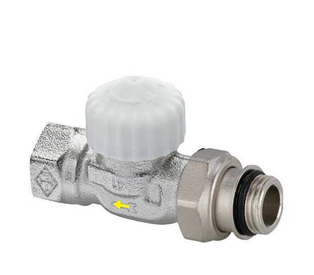 Ventiel Heimeier  met omgekeerde stromingszin 1/2&quot;  voor messing  collector 