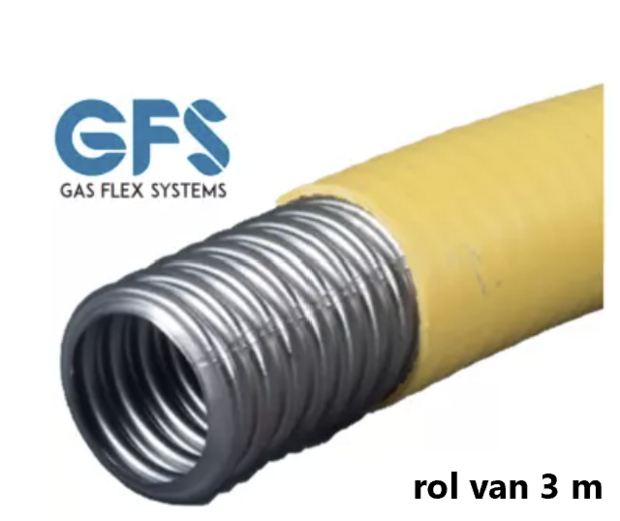GFS Inox PLT Gasflexibel Voor Aardgas DN25  met lengte 3 m