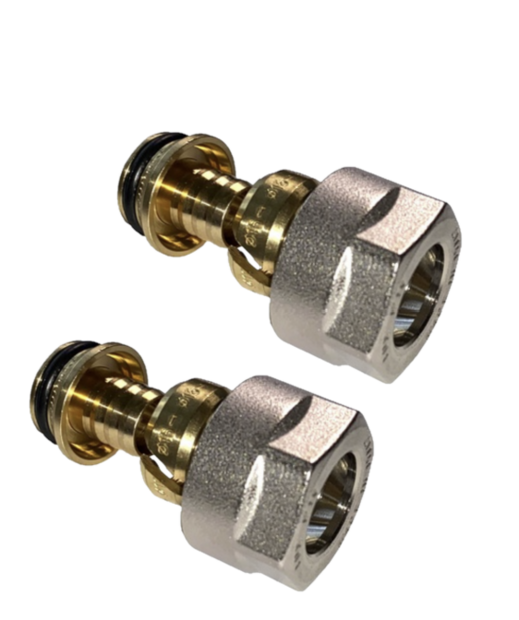 set van 2 aansluitkoppeling VPE PEx 16/2 x 16/2 mm   voor verwarming