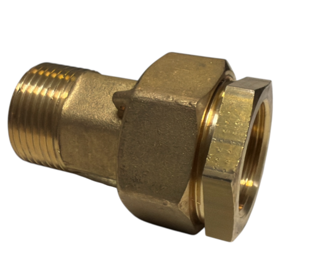 Messing 3-Delige Union Koppeling 1" MV met lange schacht voor DAB E.sybox - VLAKKE AFSLUITING