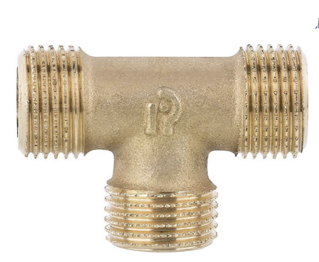 T-stuk Messing 3 x 1/2" MMM