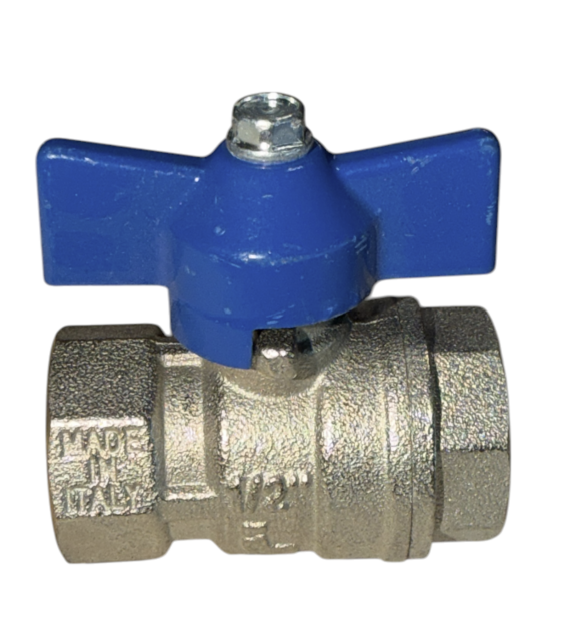 Bolkraan 1/2"FF Met Vlinder blauw  DN15