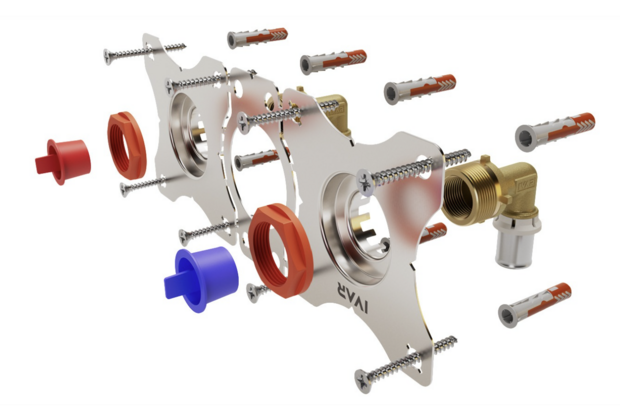 Begetube Pro-fix dubbele muurplaat met draadaansluiting 1/2F x PERS 16/2 Voor Gyproc / plaatwand