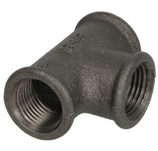 HSE T-stuk 3/4" FFF Gietijzer Zwart - 14130020