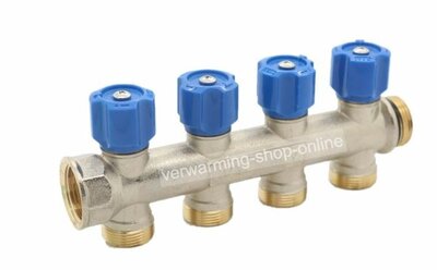 Begetube Collector 4/4" Met 4 Ingebouwde Kraantjes 3/4 Euroconus (Blauw) - 225100204