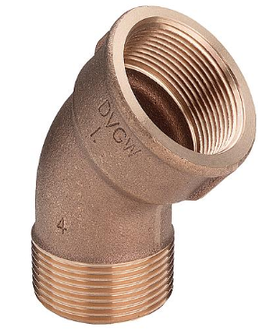 Bocht Messing 1" MV - 45°