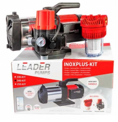 LEADER KIN INOXPLUS 240  Zelfaanzuigende Centrifugaalpomp 1000 W - PZL5105M INCL DRUKSCHAKELAAR EN VOORFILTER DHL5205M