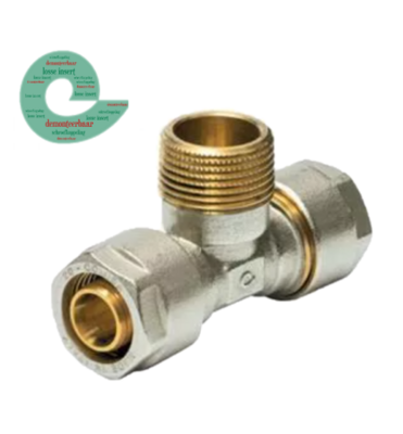 Comisa T-Stuk 20/2 mm x 3/4"M x 20/2 mm Alupex schroef / knel koppeling