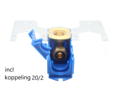 Inbouwdoos 1/2"F x 20/2 Alupex schroef met vaste insert en montageplaat